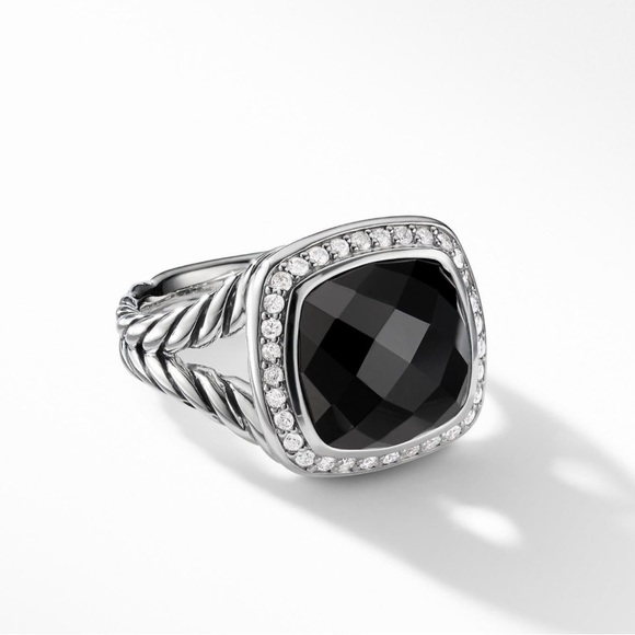 David Yurman Albion Ring with Black Onyx and Diamonds, 11mm, size 7 - Picture 2 of 3